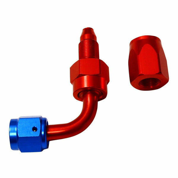 2PC Red & Blue AN 8  90 Degree Aluminum Swivel Oil Fuel Line Hose End Fitting - www.blackhorse-racing.com