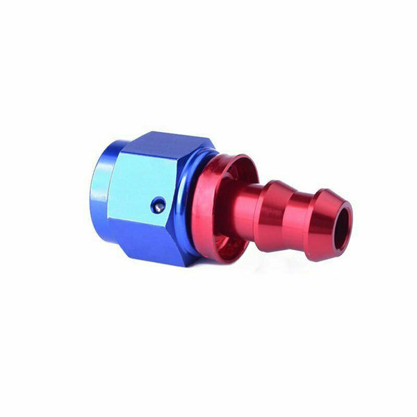 2PC Red & Blue AN 6 Straight Aluminum Push on Oil Fuel Line Hose End Fitting - www.blackhorse-racing.com