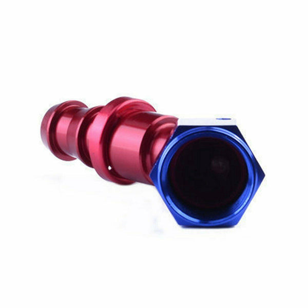 2PC Red & Blue 45 Degree Aluminum Push on Oil Fuel Line Hose End Fittings AN6 - www.blackhorse-racing.com