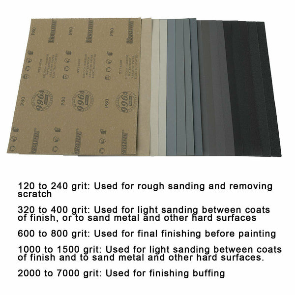 Grits2500 9x11" x 5 SANDING SHEETS Wet/Dry Silicon Carbide Waterproof Sandpaper - www.blackhorse-racing.com