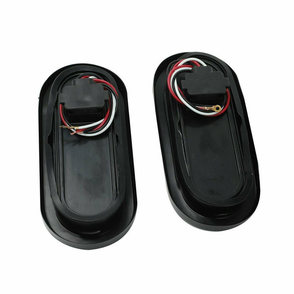 2X 6" 24 LED Oval White Trailer Truck Reverse Backup Tail Lights Clear Lens 12V - www.blackhorse-racing.com