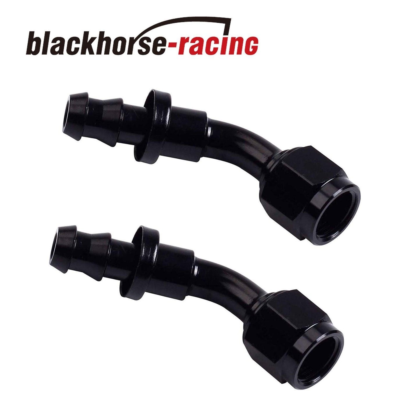 
                  
                    2PC Black AN 10 45 Degree Aluminum Push on Oil Fuel Line Hose End Fitting 10-AN - www.blackhorse-racing.com
                  
                