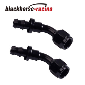 2PC Black AN 10 45 Degree Aluminum Push on Oil Fuel Line Hose End Fitting 10-AN - www.blackhorse-racing.com