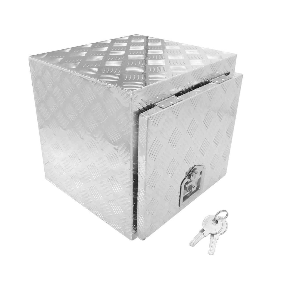 18 x 17 x 18 Inch Aluminum Truck Trailer Tool Box, Waterproof Underbody Truck Bed Storage Toolbox for Pickup Truck RV Trailer ATV with Lock & 2 Keys - Silver