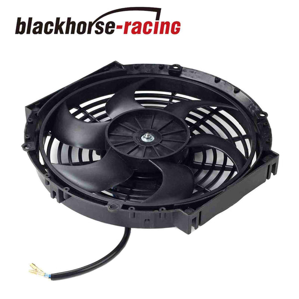 2X Black 10''Inch Radiator Fan Thin Electric Cooling 12V 1500Cf + 1X Coolant Tank