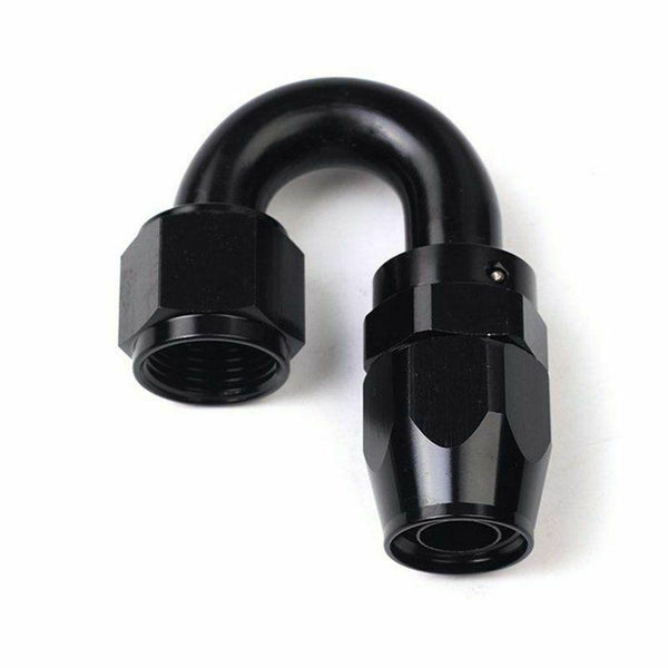 Black AN4 AN-4 180 Degree Swivel Oil/Fuel/Air/Gas Hose Line End Fitting Adapter - www.blackhorse-racing.com
