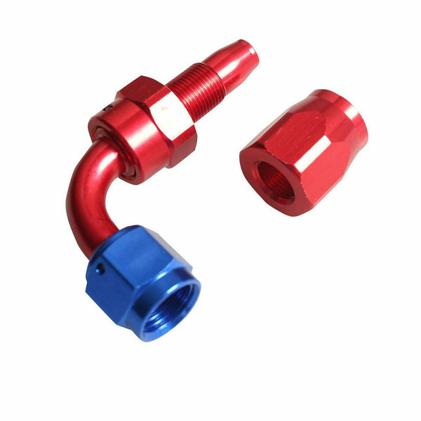 2PC Red & Blue AN 8  90 Degree Aluminum Swivel Oil Fuel Line Hose End Fitting - www.blackhorse-racing.com