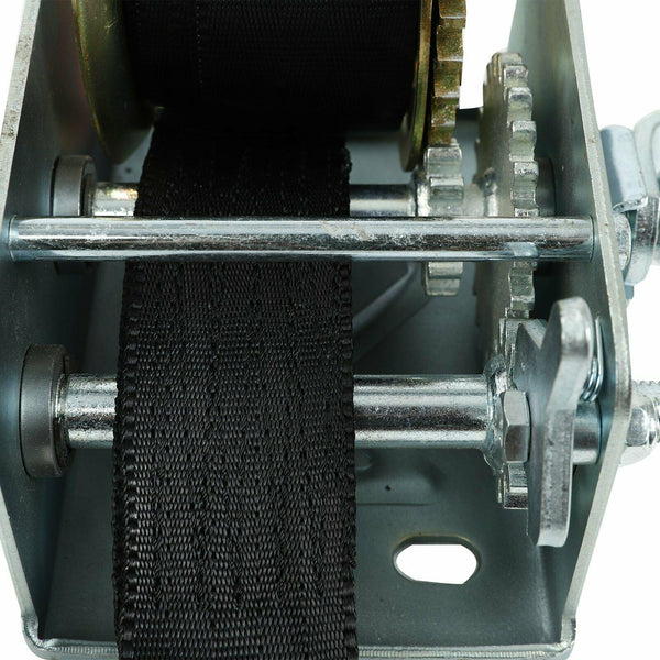 Nylon Strap 2 Gear Hand Winch 2500lbs Hand Crank Gear Winch ATV Boat Trailer - www.blackhorse-racing.com
