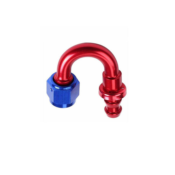 180 Degree 6AN AN6 Push Lock Hose End Fitting/Adaptor Red&Blue Universal - www.blackhorse-racing.com