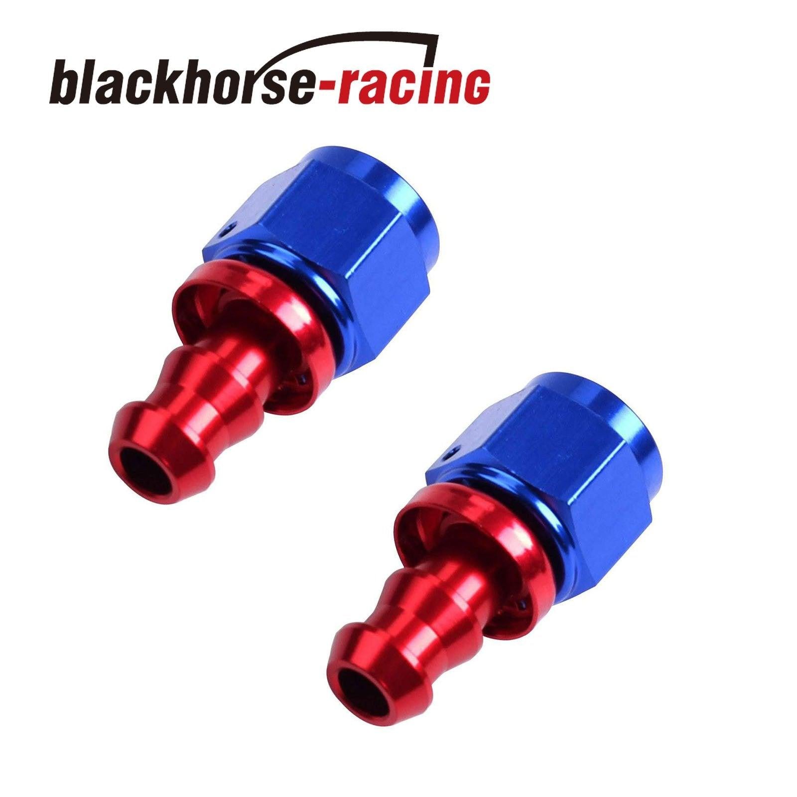 2PC Red & Blue AN 6 Straight Aluminum Push on Oil Fuel Line Hose End Fitting - www.blackhorse-racing.com
