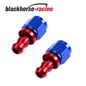 2PC Red & Blue AN 6 Straight Aluminum Push on Oil Fuel Line Hose End Fitting - www.blackhorse-racing.com