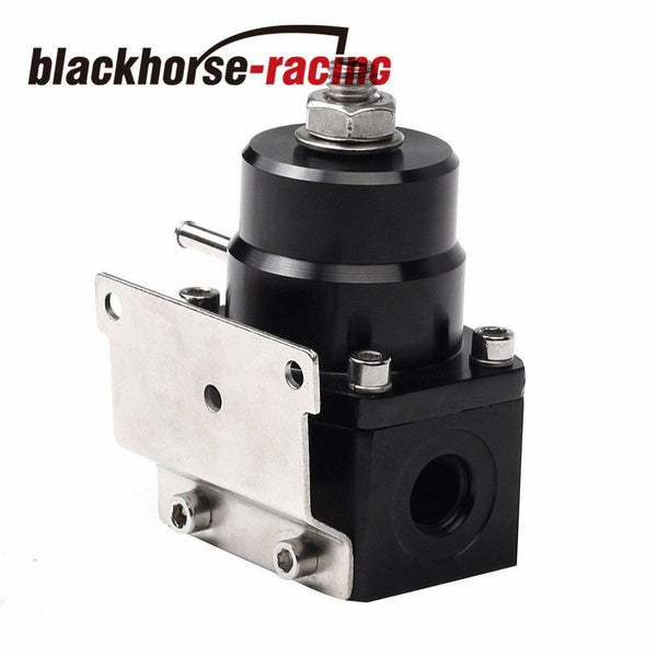 Black Adjustable Fuel Pressure Regulator Gauge Kit & AN 6 Fitting End Universal - www.blackhorse-racing.com