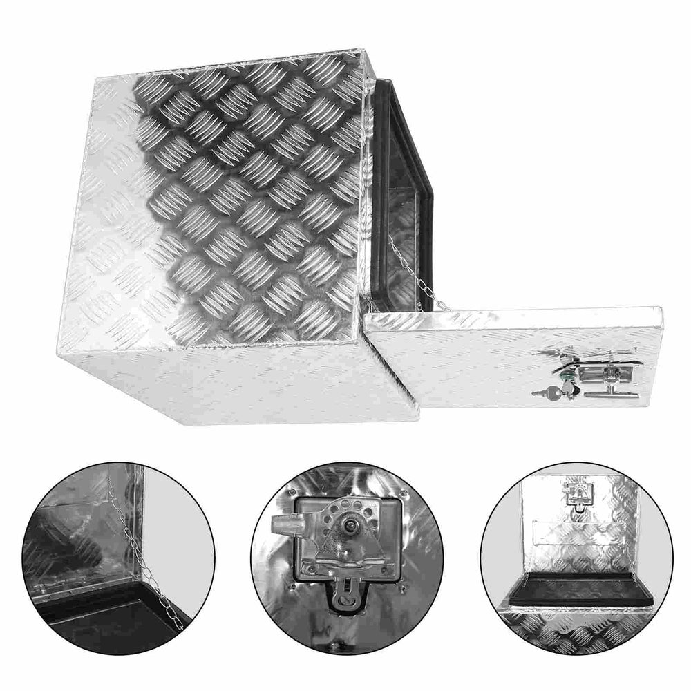 
                  
                    18 x 17 x 18 Inch Aluminum Truck Trailer Tool Box, Waterproof Underbody Truck Bed Storage Toolbox for Pickup Truck RV Trailer ATV with Lock & 2 Keys - Silver
                  
                