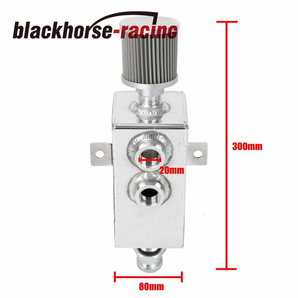 Aluminum 1L Oil Catch Can Reservoir Tank + Breather Filter Baffled 10AN Fitting - www.blackhorse-racing.com