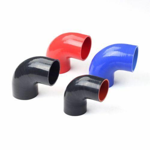 3" To 4" 76mm -102mm Silicone 90 Degree Elbow Reducer Pipe Hose Black-red Interc - www.blackhorse-racing.com