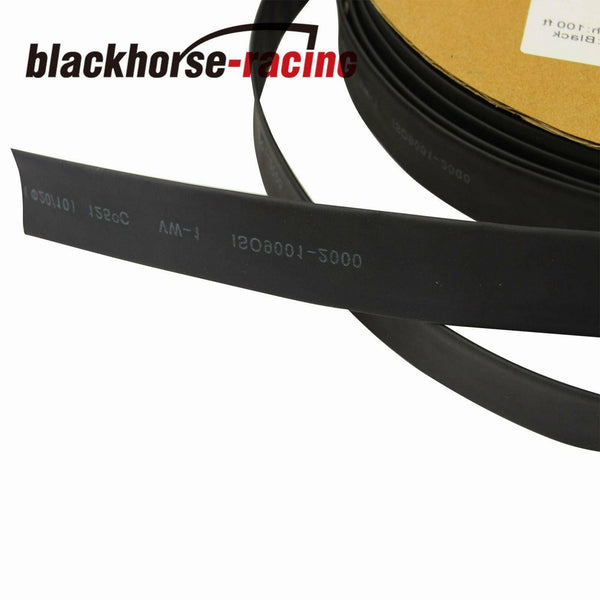 3/4'' 19mm Polyolefin 2:1 100 FT Black Heat Shrink Tubing Tube Cable - www.blackhorse-racing.com