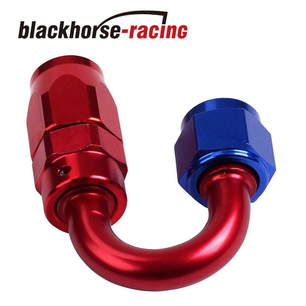 2PC Red & Blue AN 6 180 Degree Aluminum Swivel Oil Fuel Line Hose End Fitting - www.blackhorse-racing.com