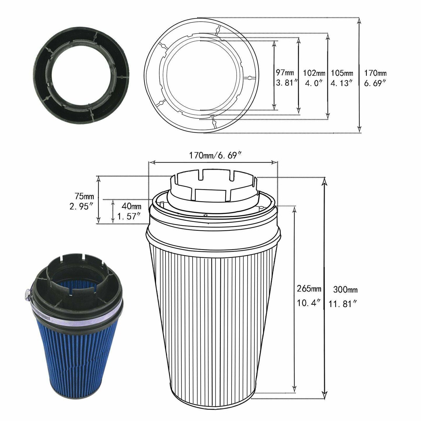 
                  
                    Fit GMC/Chevy V8 4.8L/5.3L/6.0L Cold Air Intake System + Heat Shield Filter Blue - www.blackhorse-racing.com
                  
                