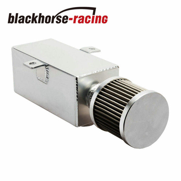 Aluminum 1L Oil Catch Can Reservoir Tank + Breather Filter Baffled 10AN Fitting - www.blackhorse-racing.com