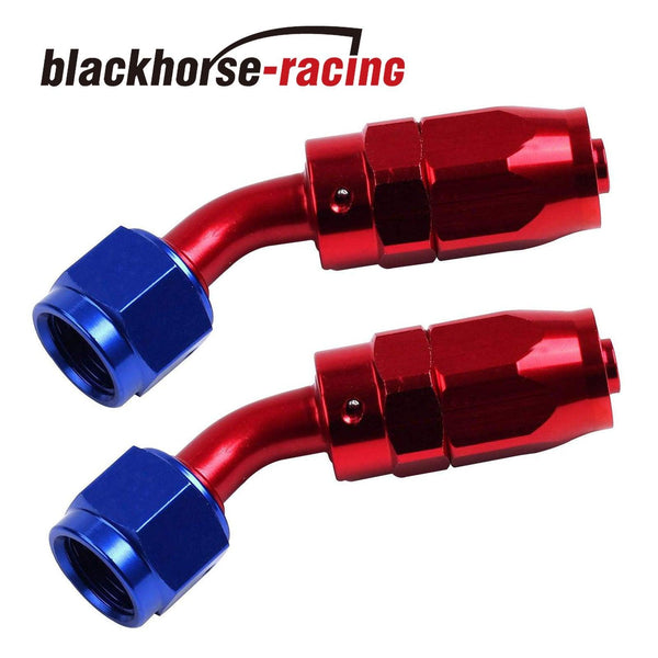 2PC Red & Blue AN 4  45 Degree Aluminum Swivel Oil Fuel Line Hose End Fitting - www.blackhorse-racing.com