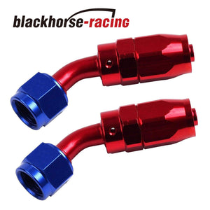 2PC Red & Blue AN 8  45 Degree Aluminum Swivel Oil Fuel Line Hose End Fitting - www.blackhorse-racing.com