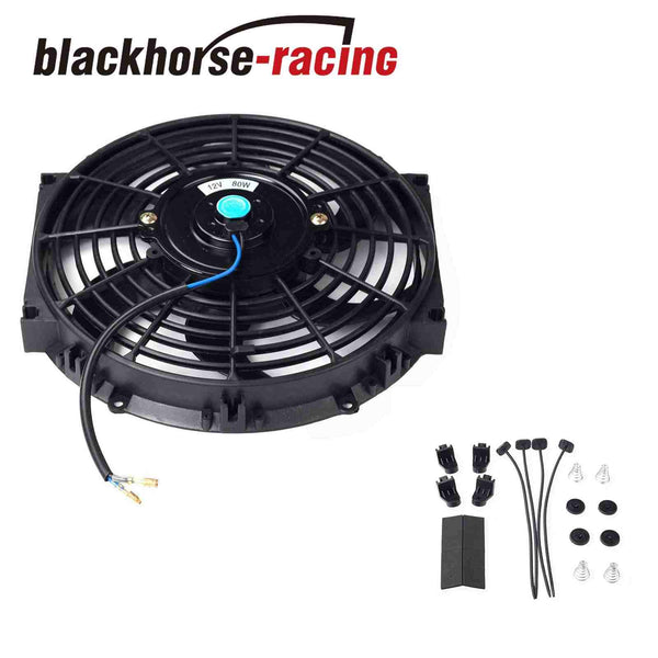 2X Black 10''Inch Radiator Fan Thin Electric Cooling 12V 1500Cf + 1X Coolant Tank
