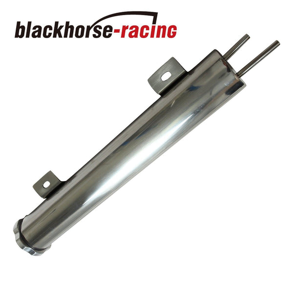 2'' x 15'' Polished STAINLESS Steel Radiator Overflow Tank Universal - www.blackhorse-racing.com
