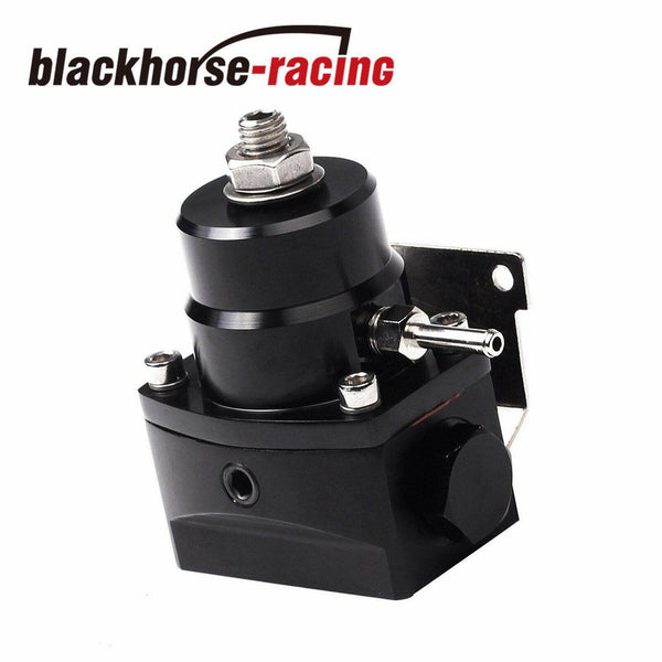 Black Adjustable Fuel Pressure Regulator Gauge Kit & AN 6 Fitting End Universal - www.blackhorse-racing.com