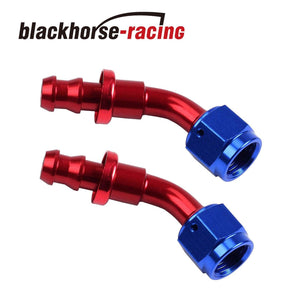 2PC Red & Blue 45 Degree Aluminum Push on Oil Fuel Line Hose End Fittings AN6 - www.blackhorse-racing.com