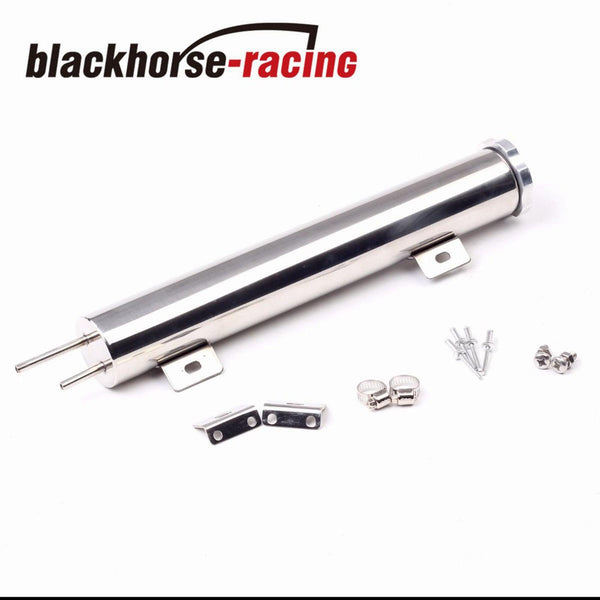 2'' x 10'' Polished Stainless Steel 14 oz Radiator Overflow Tank Bottle Catch Can - www.blackhorse-racing.com