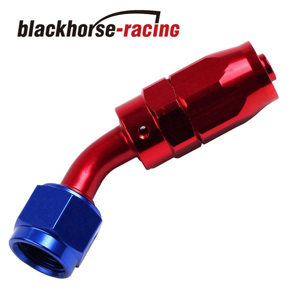 2PC Red & Blue AN 6  45 Degree Aluminum Swivel Oil Fuel Line Hose End Fitting - www.blackhorse-racing.com