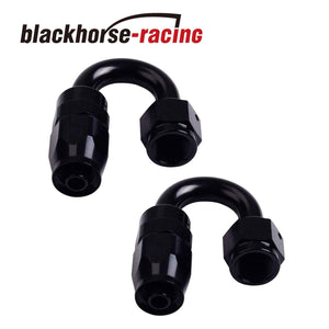 2PC Black AN 6  180 Degree Aluminum Swivel Oil Fuel Line Hose End Fitting 6-AN - www.blackhorse-racing.com