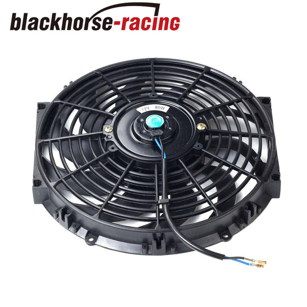 12'' Black Electric Radiator Fan High 1400+CFM Thermostat Wiring Switch Relay Kit - www.blackhorse-racing.com