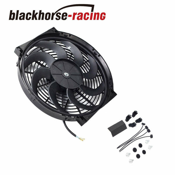 14'' ELECTRIC RADIATOR/ENGINE COOLING FAN+MOUNTING ZIP TIE KITS BLACK 14'' - www.blackhorse-racing.com