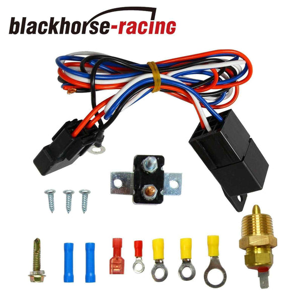 10'' BK Electric Radiator Cooling Fan + Thermostat Relay & Mounting Kit Black