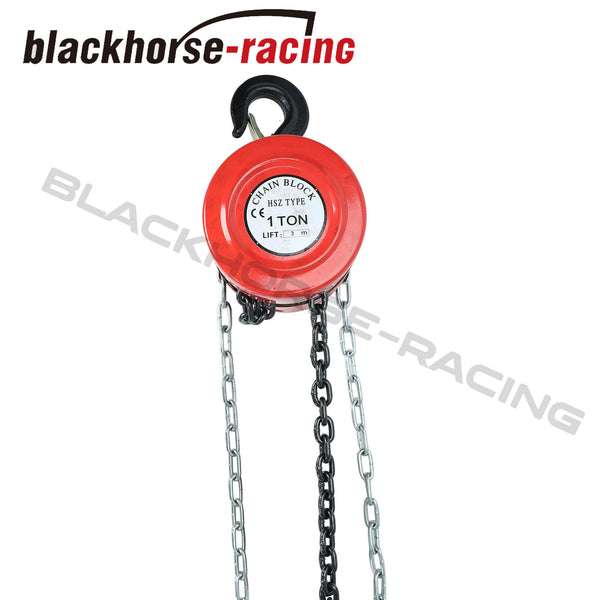 Manual Hand Chain Block Hoist w/ 2 Hooks 10 Feet 1 Ton Capacity Red Lift Tools