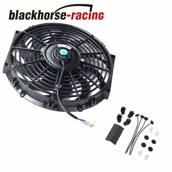 2X 12'' ELECTRIC RADIATOR/ENGINE COOLING FAN+MOUNTING ZIP TIE KITS BLACK 12'' - www.blackhorse-racing.com