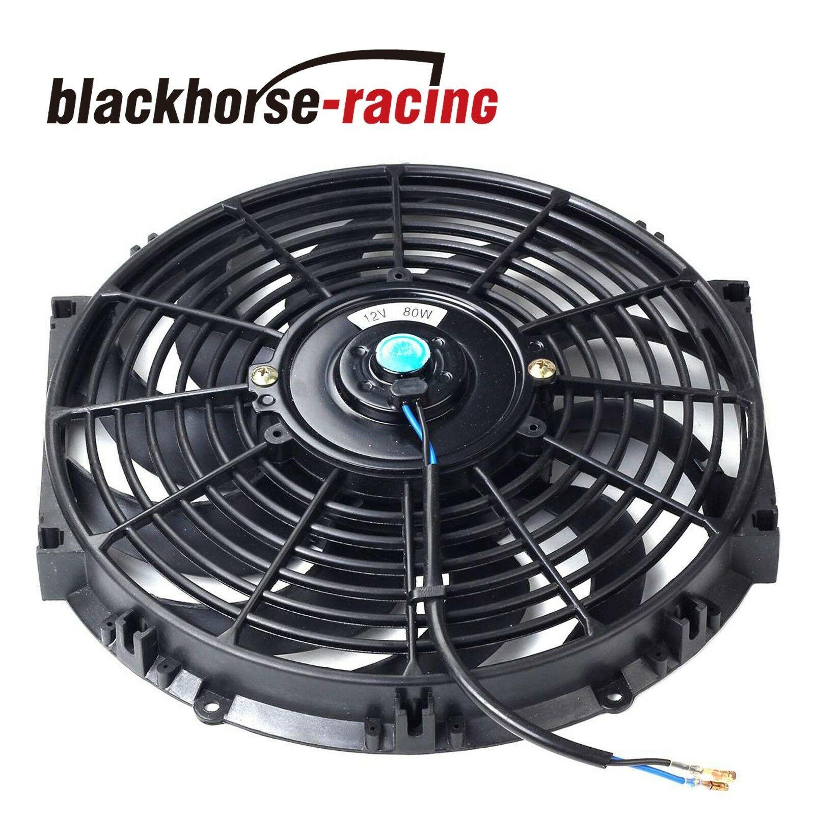 2X 12'' ELECTRIC RADIATOR/ENGINE COOLING FAN+MOUNTING ZIP TIE KITS BLACK 12'' - www.blackhorse-racing.com