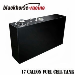 17 Gallon Slim Aluminum Black Race Fuel Cell Gas Tank w/ Level Sender Top-Feed