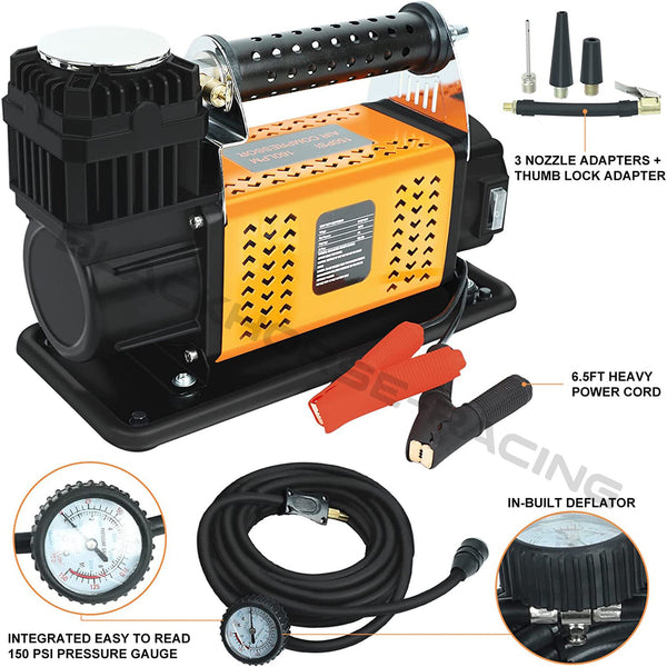 12V Portable 6.35CFM Air Compressor Kit For SUV Truck Car Air Pump Tire Inflator