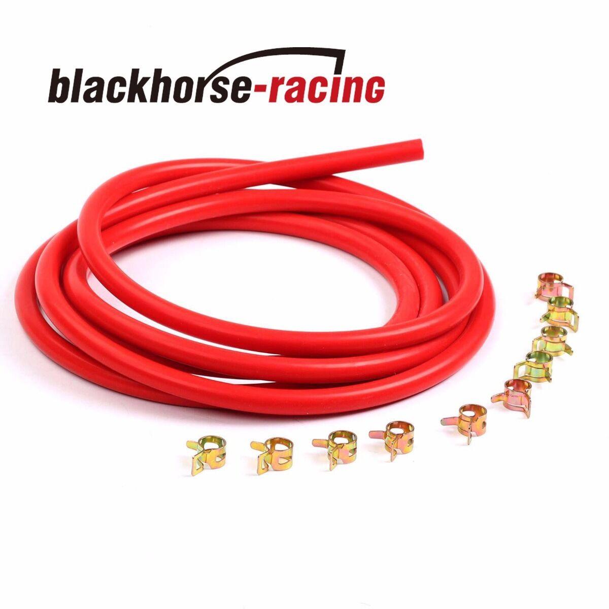10 Feet Red 3/8'' 10mm Silicone Vacuum Hose + 10 Pc 14mm Spring Clip Clamps - www.blackhorse-racing.com