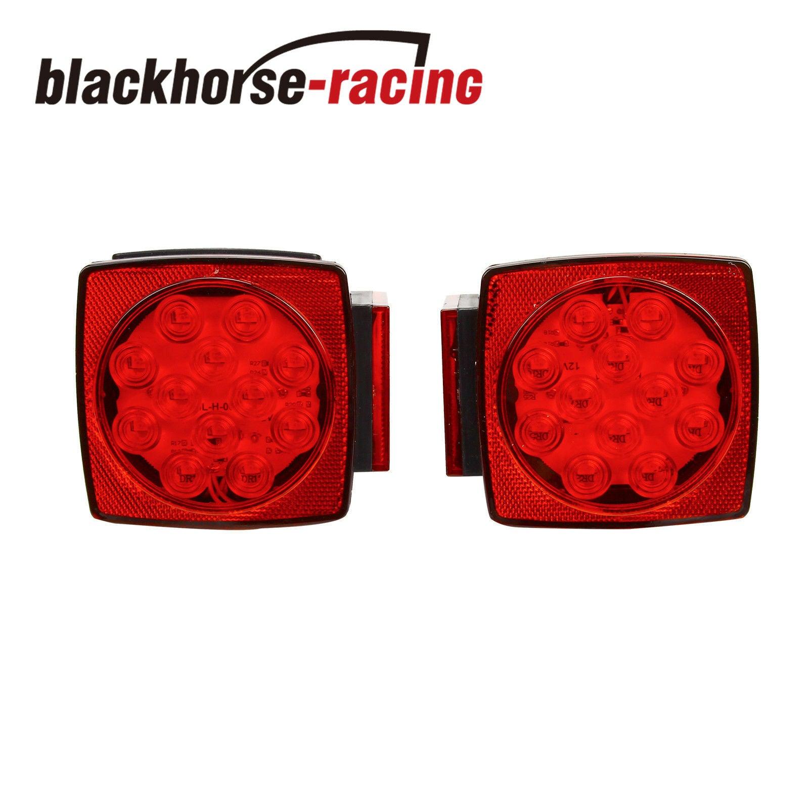 LED Submersible Square Trailer Tail Lights Under 80'' Brake Boat Stud Mount - www.blackhorse-racing.com