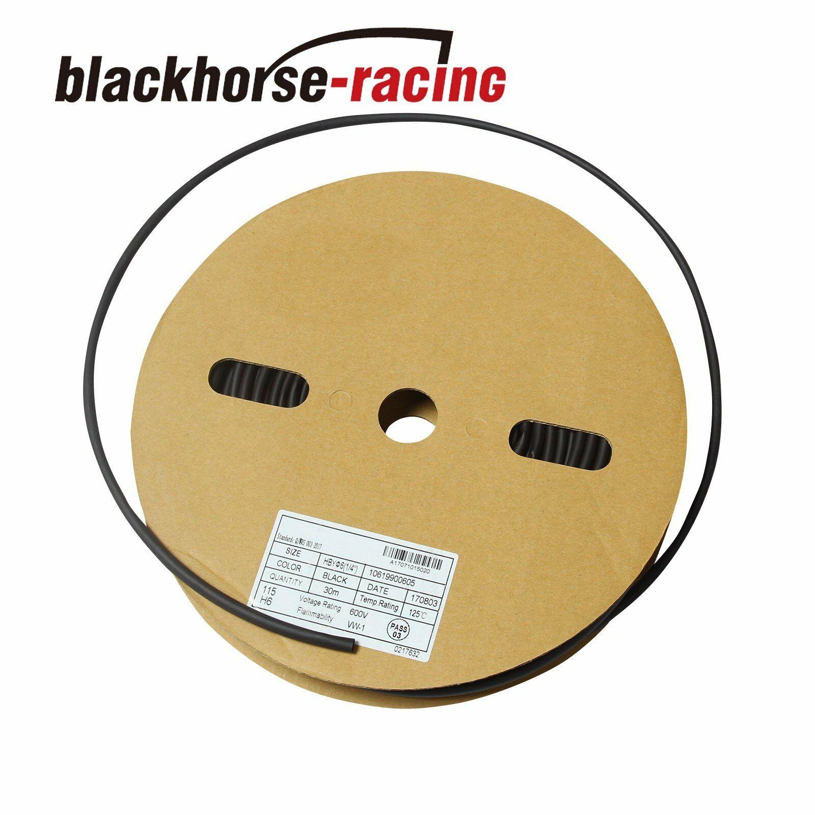 100 FT/100' Feet 1/4'' 6mm Polyolefin 2:1 Heat Shrink Tubing Tube Cable UL Black - www.blackhorse-racing.com