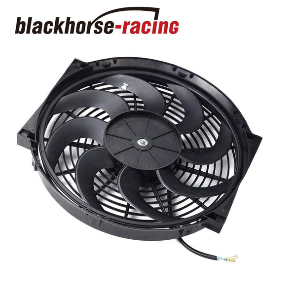 14'' ELECTRIC RADIATOR/ENGINE COOLING FAN+MOUNTING ZIP TIE KITS BLACK 14'' - www.blackhorse-racing.com