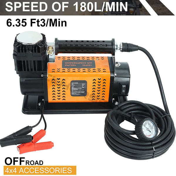 12V Portable 6.35CFM Air Compressor Kit For SUV Truck Car Air Pump Tire Inflator