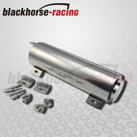 3'' X 10'' 32 OZ Polished Stainless Steel Radiator Over Flow Puke Tank Catch Can - www.blackhorse-racing.com