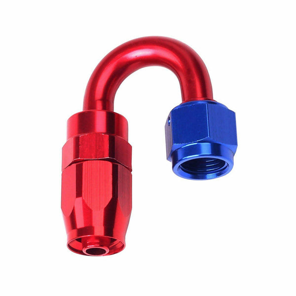 2PC Red & Blue AN 6 180 Degree Aluminum Swivel Oil Fuel Line Hose End Fitting - www.blackhorse-racing.com