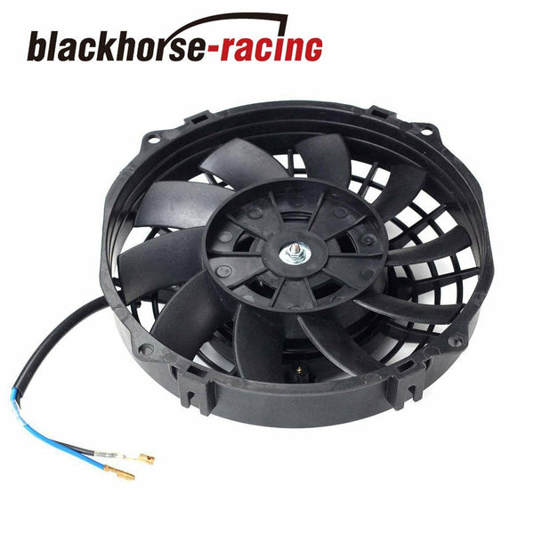 2X 7'' Electric Radiator Cooling Fan+Thermostat Relay Install Kit Black - www.blackhorse-racing.com