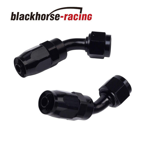 2PC Black AN 4  45 Degree Aluminum Swivel Oil Fuel Line Hose End Fitting 4-AN - www.blackhorse-racing.com