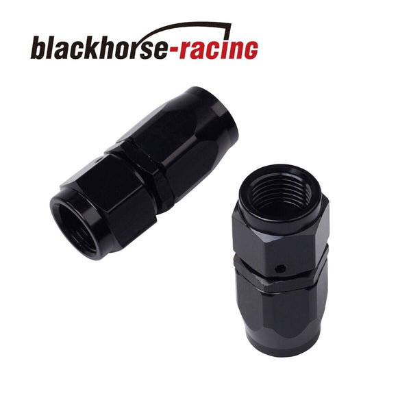 2PC Black AN 10 Straight Aluminum Swivel Oil Fuel Line Hose End Fitting 10-AN - www.blackhorse-racing.com